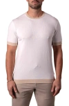Maceoo Tipped Short Sleeve Sweater In White