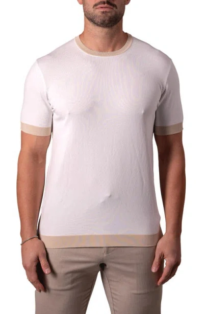 Maceoo Tipped Short Sleeve Sweater In White