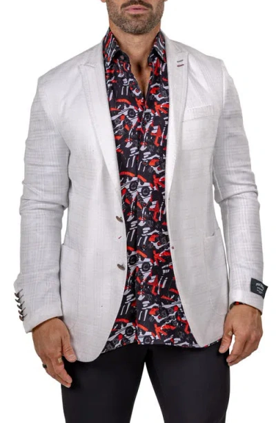 Maceoo Unconstructed Marthy015 White Glen Check Peak Lapel Blazer
