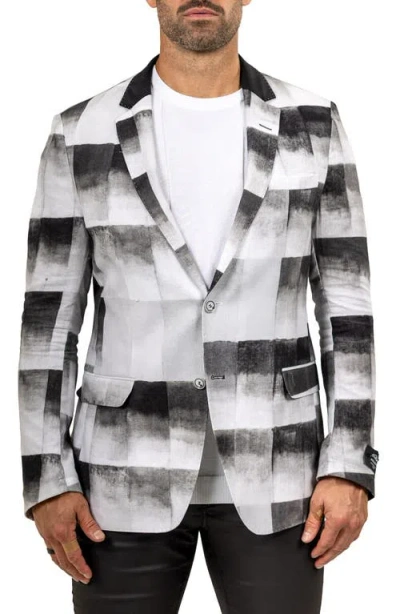 Maceoo Unconstructed Marthyr022 Black Cotton Patchwork Blazer In Gray