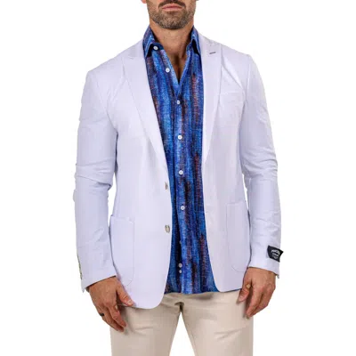 Maceoo Unconstructed Marthyr030 White Stretch Peak Lapel Blazer