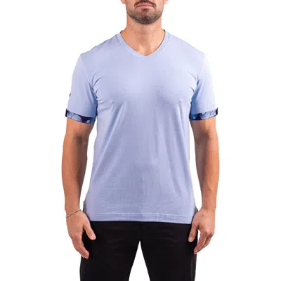 Maceoo Vivaldi Sky Blue V-neck Cotton T-shirt