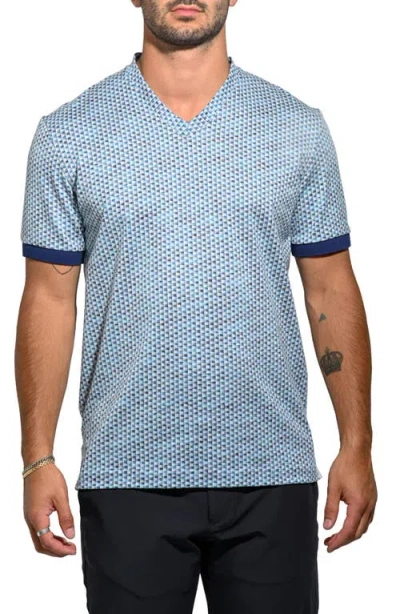 Maceoo Vivaldi V-neck Cotton T-shirt In Blue