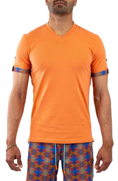 Maceoo Vivaldi V-neck T-shirt In Orange