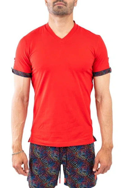 Maceoo Vivaldi V-neck T-shirt In Red