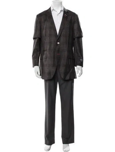 Pre-owned Maceoo Wool Plaid Print Blazer W/ Tags In Grey