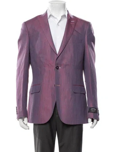 Pre-owned Maceoo Wool Tweed Pattern Blazer W/ Tags In Purple