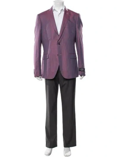 Pre-owned Maceoo Wool Tweed Pattern Blazer W/ Tags In Purple