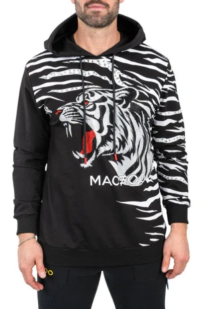 Maceoo Ziger Embellished Graphic Hoodie In Black