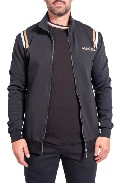Maceoo Zipper Modish85 Black Knit Track Jacket