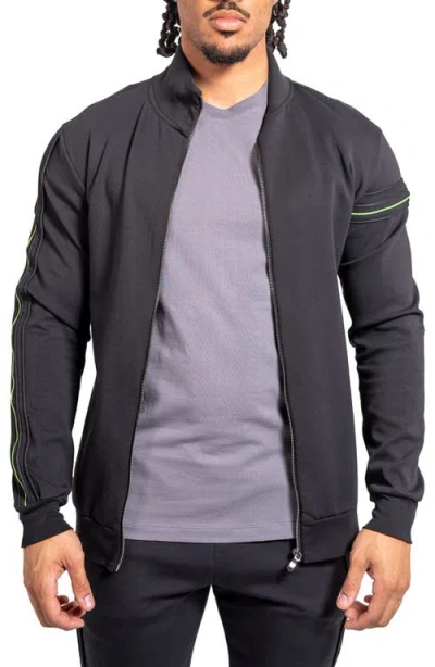 Maceoo Zipper Resistanceneon Black Knit Track Jacket