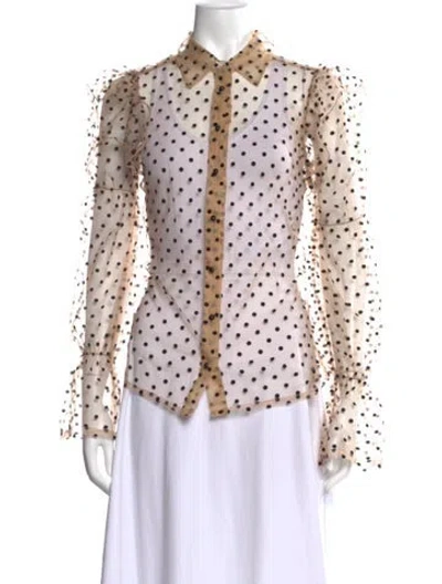 Pre-owned Macgraw Nylon Polka Dot Print Button-up Top In Neutral