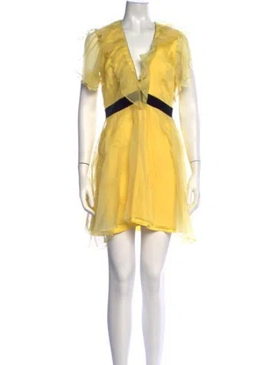 Pre-owned Macgraw Silk Mini Dress In Yellow