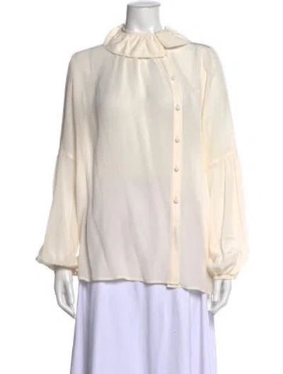 Pre-owned Macgraw Silk Printed Blouse W/ Tags In Neutral