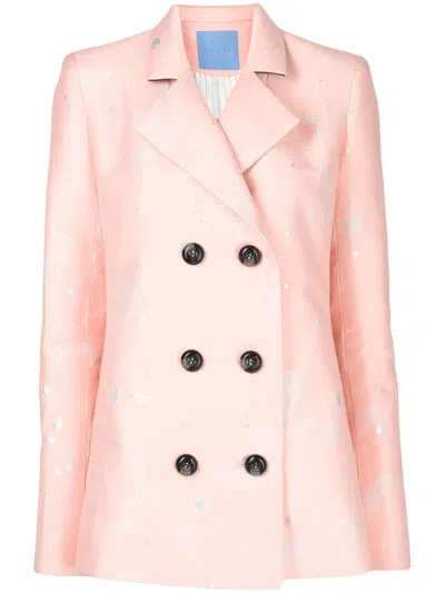 Macgraw Stereotype Jacquard Double-breasted Blazer In Pink