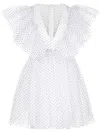 Macgraw Tabetha Micro-dot Print Flared Dress In White