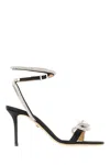 Mach &amp; Mach Black Fabric Double Bow Sandals In Black