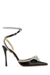 Mach &amp; Mach Black Leather Double Bow Pumps
