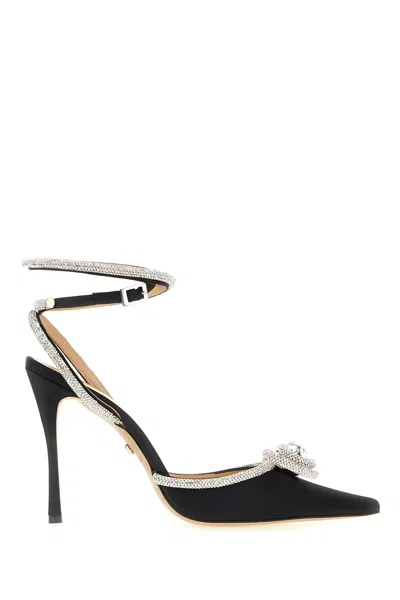 Mach &amp; Mach Black Satin Double Bow Pumps