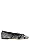 Mach &amp; Mach Crystal Net Square Toe Ballerinas With Straps 10mm In Black