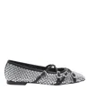 Mach &amp; Mach Crystal Net Square Toe Ballerinas With Straps 10mm In Black