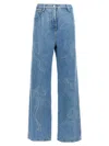Mach &amp; Mach Crystal Ribbon Hot Fix Jeans In Light Blue