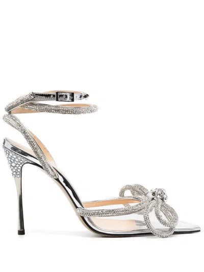 Mach &amp; Mach Double Bow 120 Mm Slingback In Silver