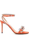 MACH &AMP; MACH DOUBLE BOW 95 MM SANDALS IN ORANGE SATIN WITH CRYSTALS