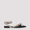 Mach &amp; Mach Black Satin Double Bow Ballerinas In Black