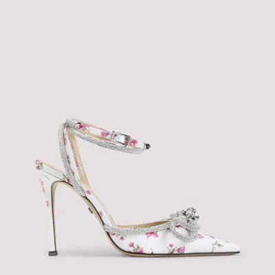 Mach &amp; Mach Double Bow Cheri Floral Satin High Heels In White