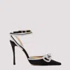 Mach &amp; Mach Satin Double Decollete With Rhinestone Bow In Black
