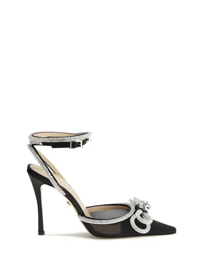 Mach &amp; Mach Double Bow Satin Pumps In Black