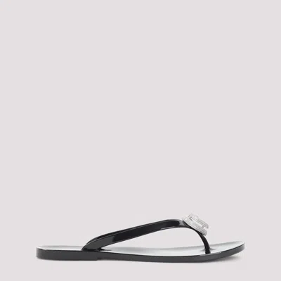 Mach &amp; Mach Double Heart Rubber Thong Black Flip Flops