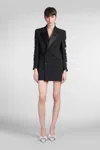 Mach &amp; Mach Dress Woman In Black Wool In Blue