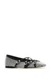 Mach &amp; Mach Crystal Net Square Toe Ballerinas With Straps 10mm In Black