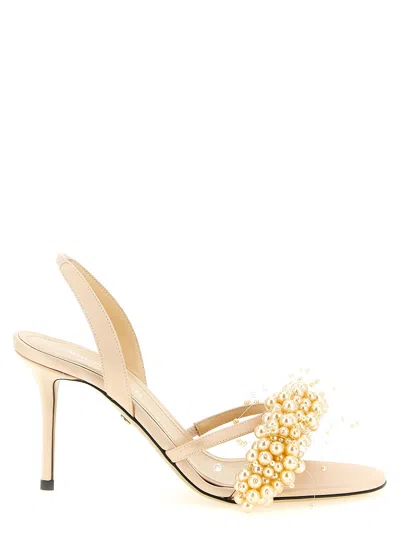 Mach &amp; Mach Floating Pearl Sandals In Gold