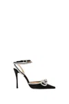 Mach &amp; Mach Satin Double Decollete With Rhinestone Bow In Black
