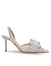 Mach &amp; Mach Le Cadeau Mesh Decollete With Applied Crystals In White