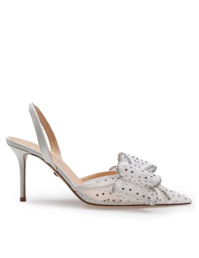 Mach &amp; Mach Le Cadeau Mesh Decollete With Applied Crystals In White