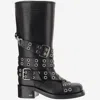 Mach &amp; Mach Leather Combat Boots With Straps And Eyelets In Black