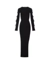 MACH &AMP; MACH LONG BLACK STRETCH DRESS WITH APPLICATIONS