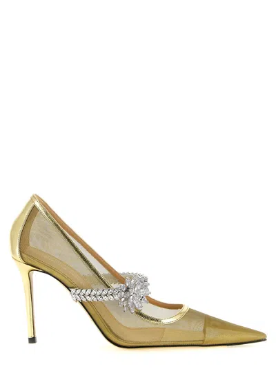 Mach &amp; Mach Lotus Flower Pumps In Gold