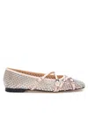 Mach &amp; Mach Mesh Ballerina With Applied Crystals In Nude