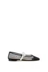 Mach &amp; Mach Lotus Flower Ballerinas In Black