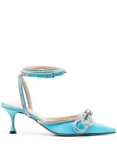 Mach &amp; Mach Pumps Satin Slingback Pumps In Light Blue