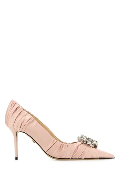 Mach &amp; Mach Powder Pink Satin Pumps In Powderpink