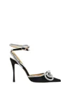Mach &amp; Mach Satin Double Decollete With Rhinestone Bow In Black