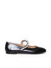 Mach &amp; Mach Shiny Calfskin Ballet Flats In Black