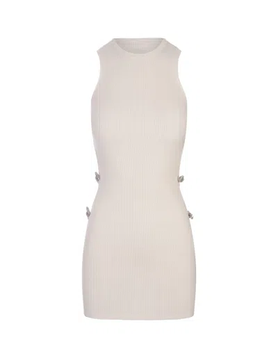 Mach &amp; Mach White Stretch Mini Dress With Applications
