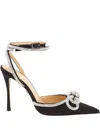 Mach&mach 100mm Crystal-embellished Bow Sandals In Black